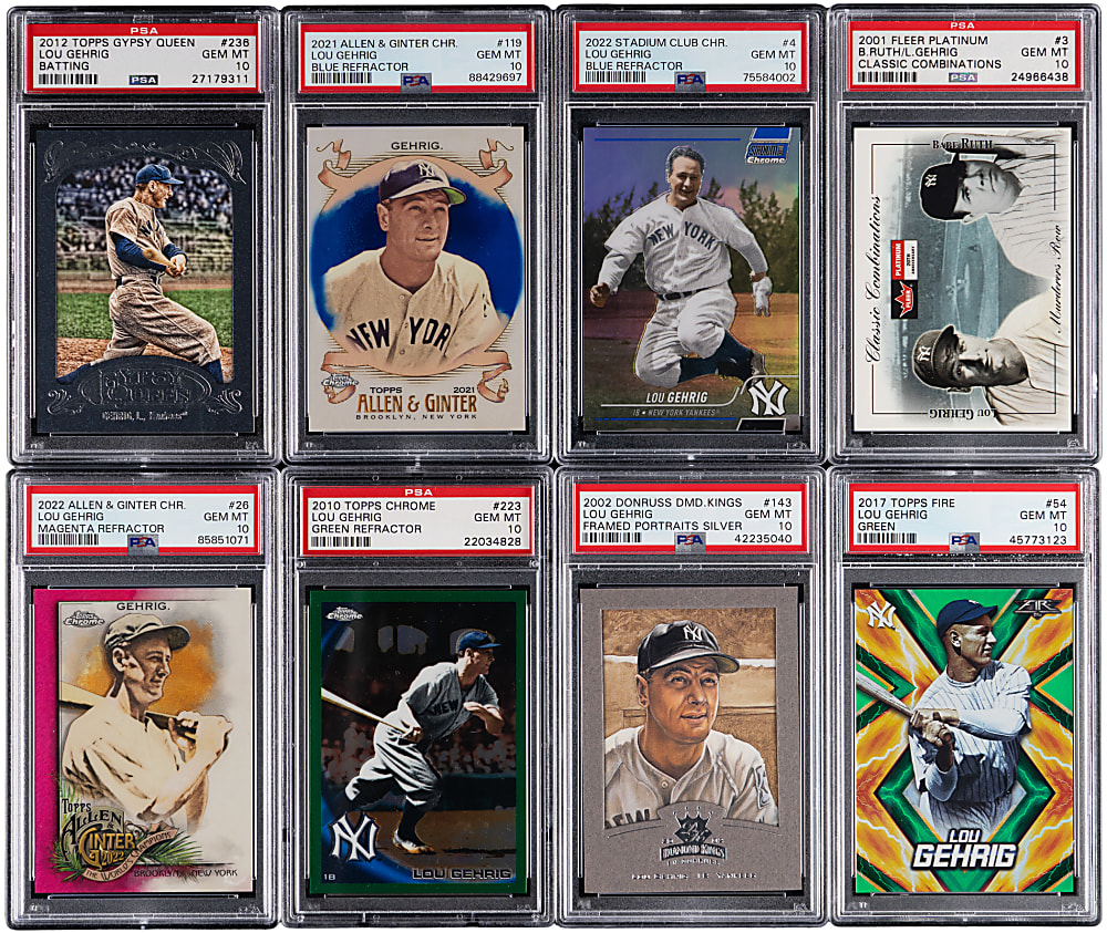 2001-2022 Lou Gehrig PSA GEM MINT 10 Graded (8) Numbered Inserts - All Population 5 or Lesser