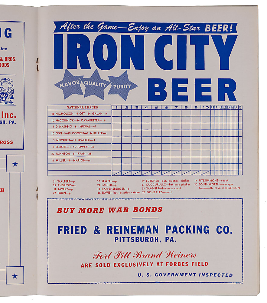 1944 American League All-Stars Team-Signed All-Star Game Program with (23) Signatures Including (4) Hall of Famers