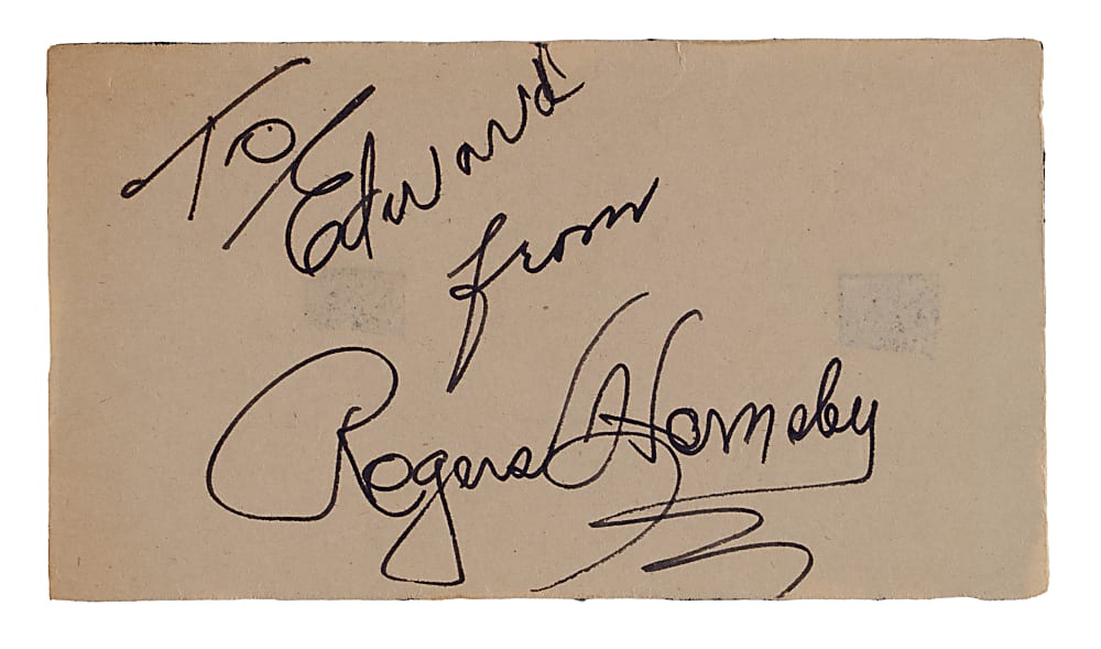Rogers Hornsby Bold Cut Signature with Full JSA LOA
