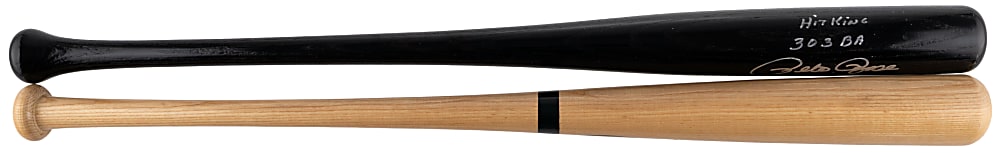Stan Musial & Pete Rose Signed Stat Bat Pair (13 Total Inscriptions) - Individual Certification