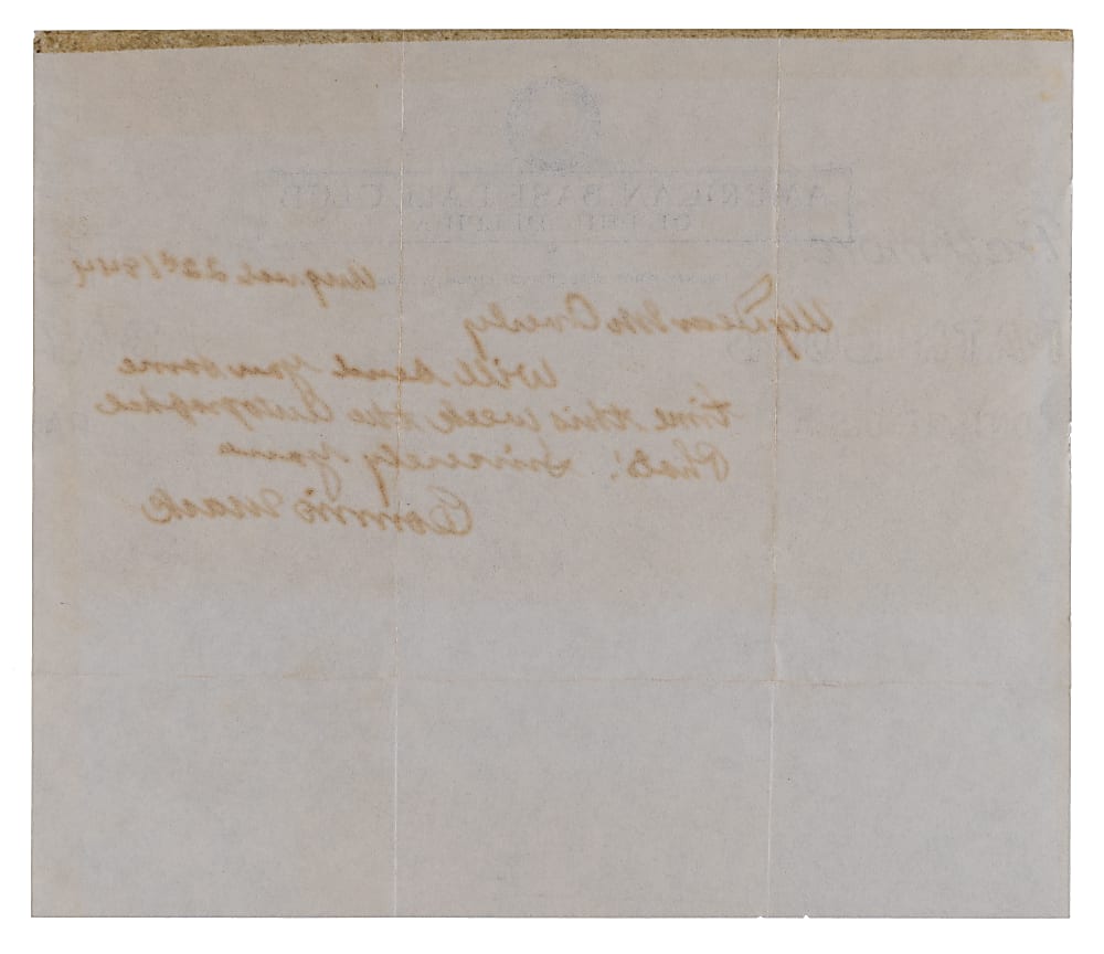 1944 Connie Mack Signed Handwritten Letter on Philadelphia Athletics Letterhead - Full PSA/DNA LOA