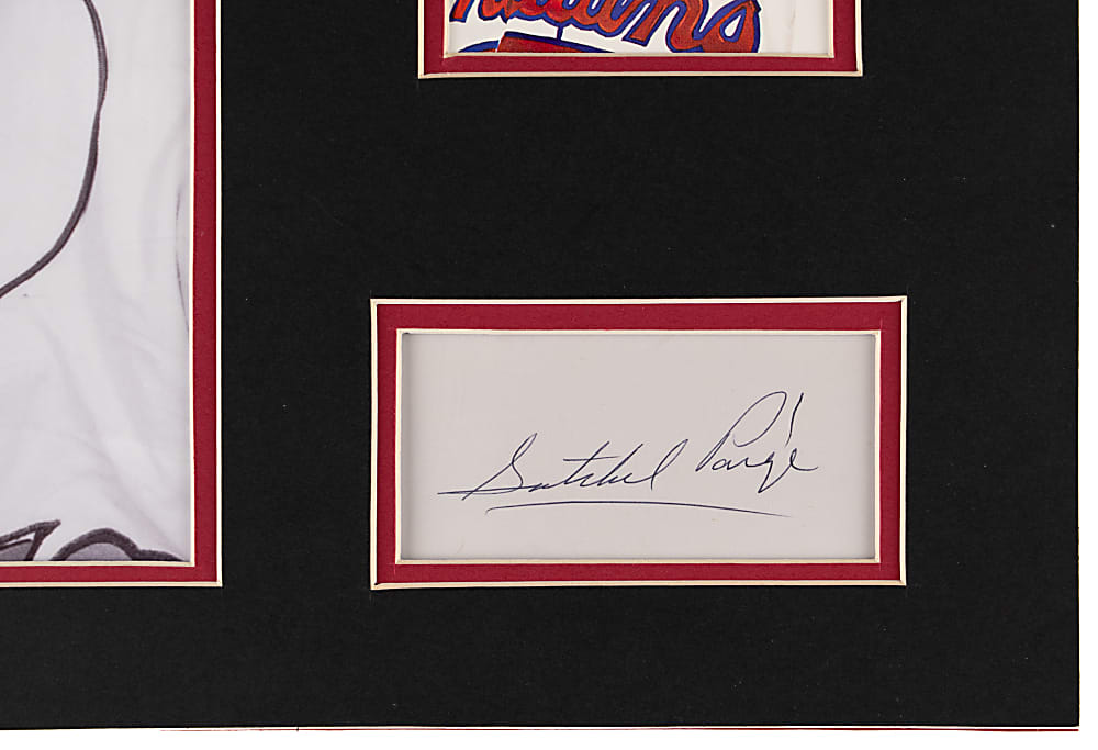 Satchel Paige Signed Index Card Matted Display with Full PSA
