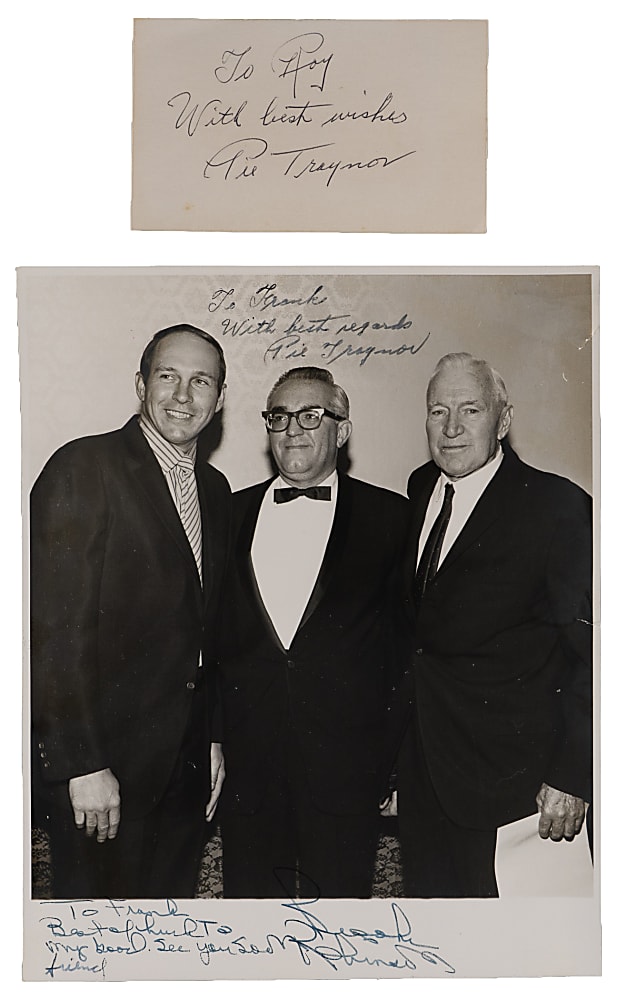 Pie Traynor Signed Pair with Dual-Signed Photograph - PSA/DNA LOA & Index Card - JSA LOA