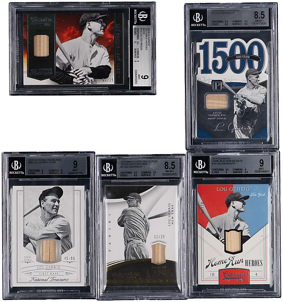 2014-2016 Lou Gehrig Game-Used Relic Collection (5) - All BGS Graded