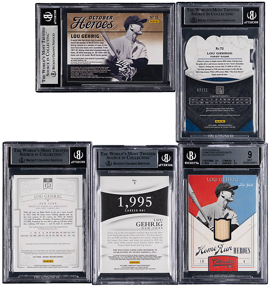 2014-2016 Lou Gehrig Game-Used Relic Collection (5) - All BGS Graded