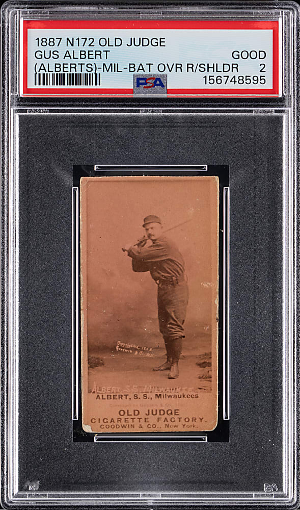 1887 N172 Old Judge #1-2 Gus Albert PSA GOOD 2