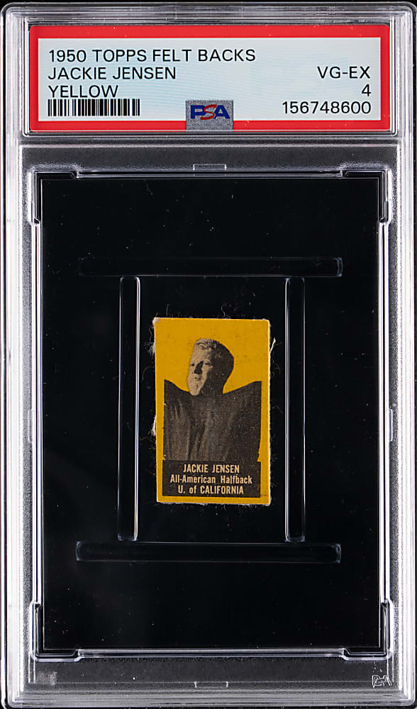 1950 Topps Felt Backs Football Jackie Jensen Yellow PSA VG-EX 4