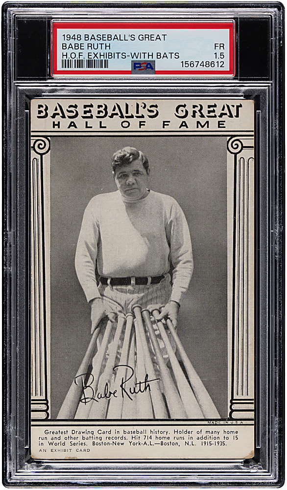 1948 Baseball's Greats Hall of Fame Exhibits Babe Ruth with Bats PSA FAIR 1.5
