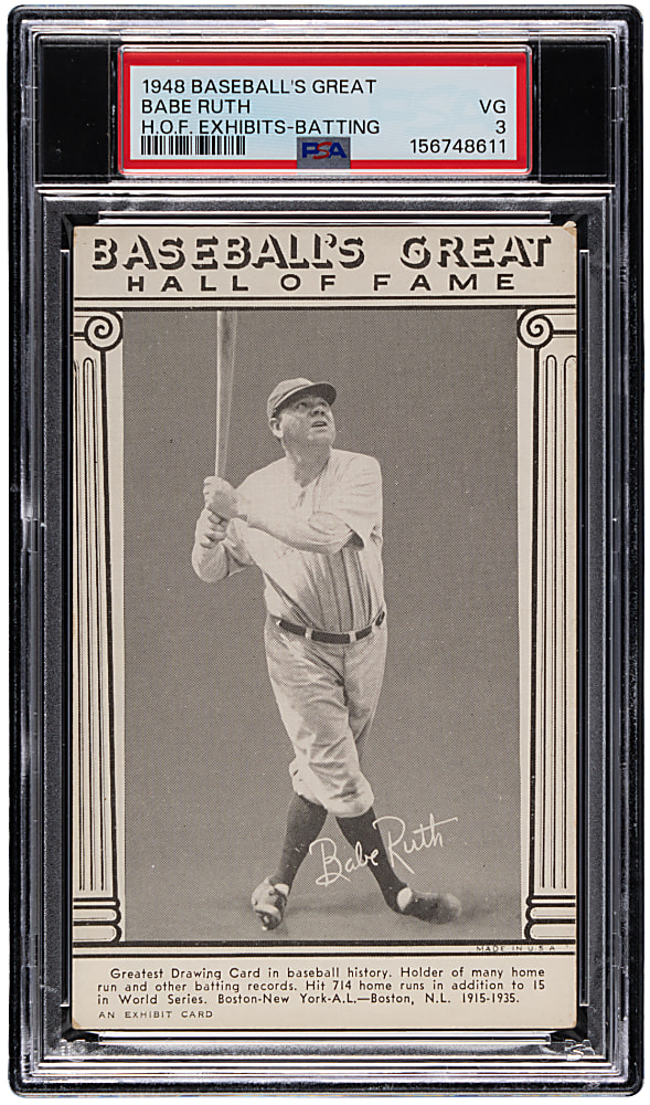 1948 Baseball's Greats Hall of Fame Exhibits Babe Ruth Batting PSA VG 3