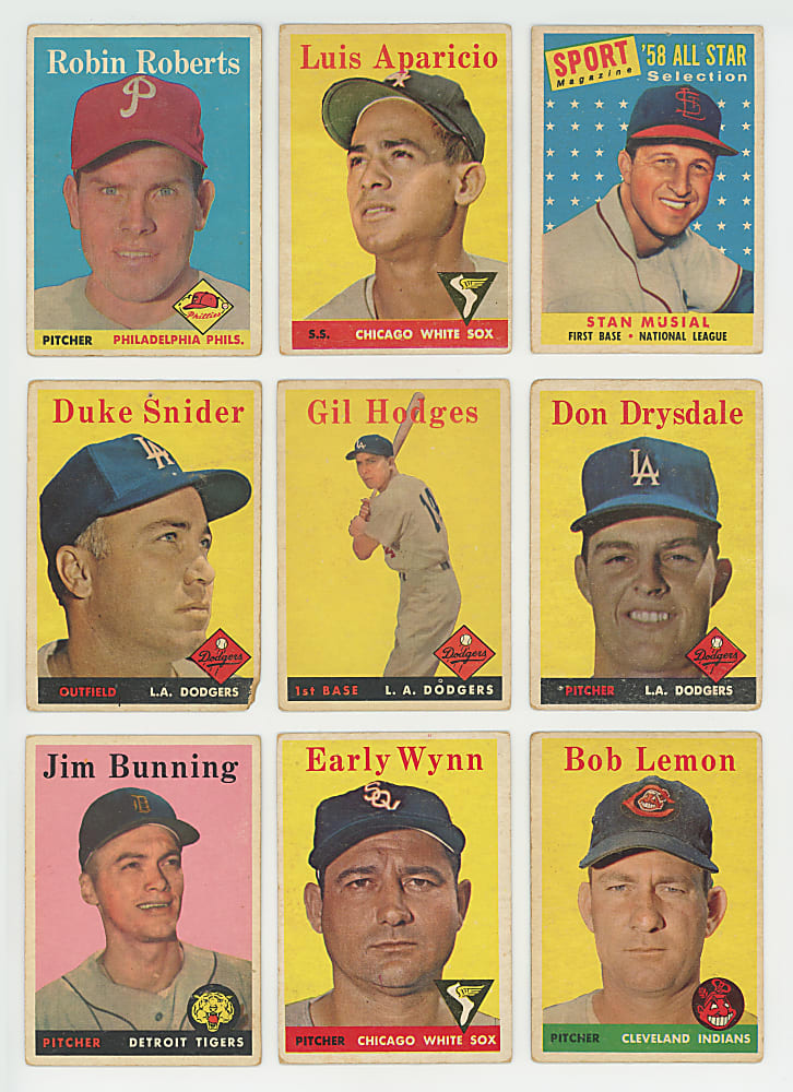 1958 Topps Collection (169) with Several Hall of Famers & Stars Including Aaron, Koufax, Mantle, Maris RC, Mays & T. Williams