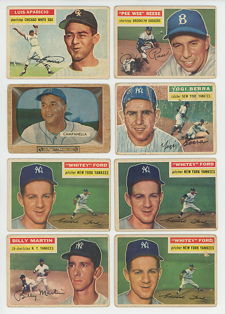 1952-1956 Topps & Bowman Collection (300+) with (29) Hall of Famers Including Aaron, Koufax, Musial & T. Williams