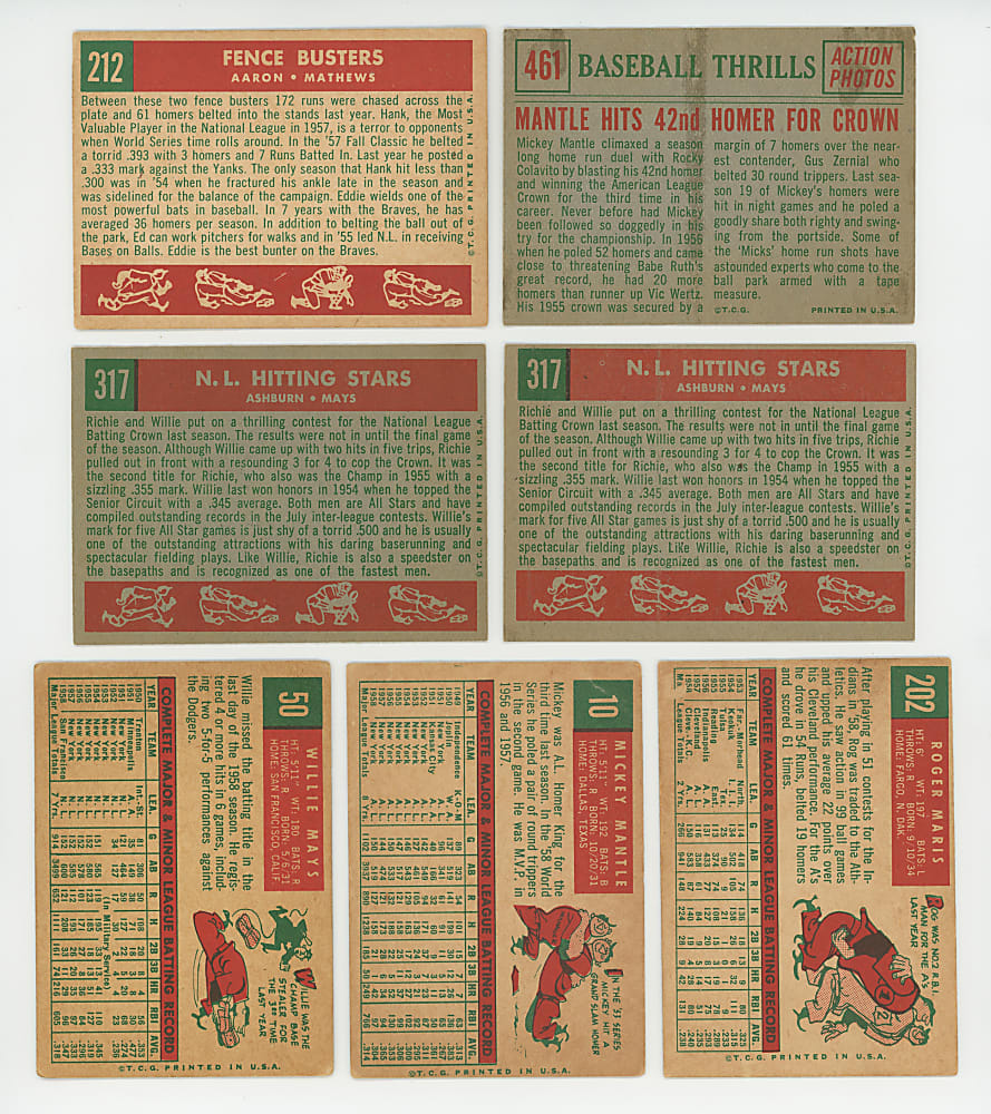 1959 Topps Collection (271) with (20+) Hall of Famers Including (3) Mays, (2) Mantle & Aaron