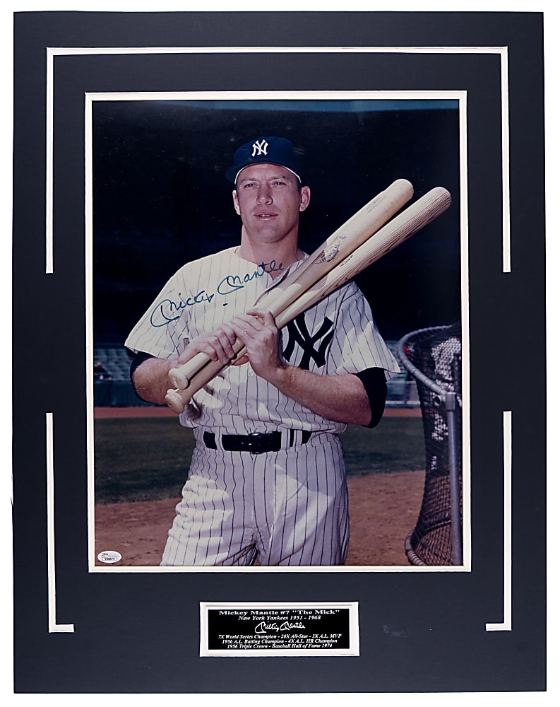 Mickey Mantle Signed Matted Photograph - Full JSA