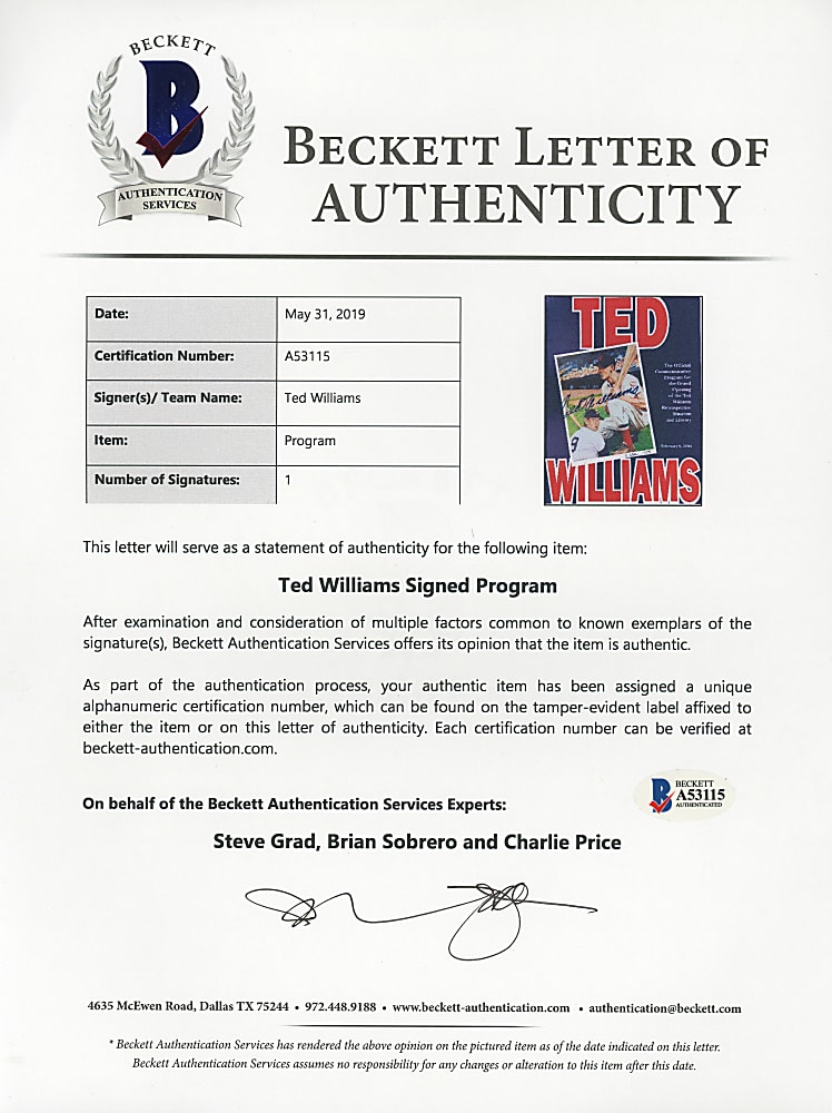 Hall of Fame Signed Publication Collection (6) with Aaron, Mantle & T. Williams - All Individually Certified