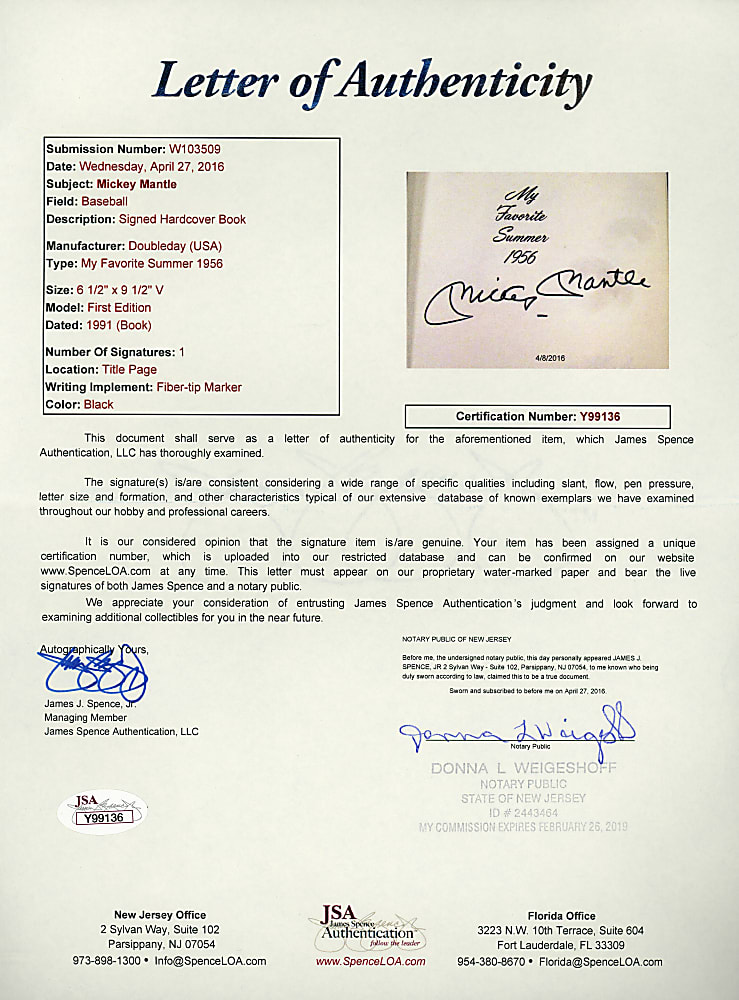 Hall of Fame Signed Publication Collection (6) with Aaron, Mantle & T. Williams - All Individually Certified