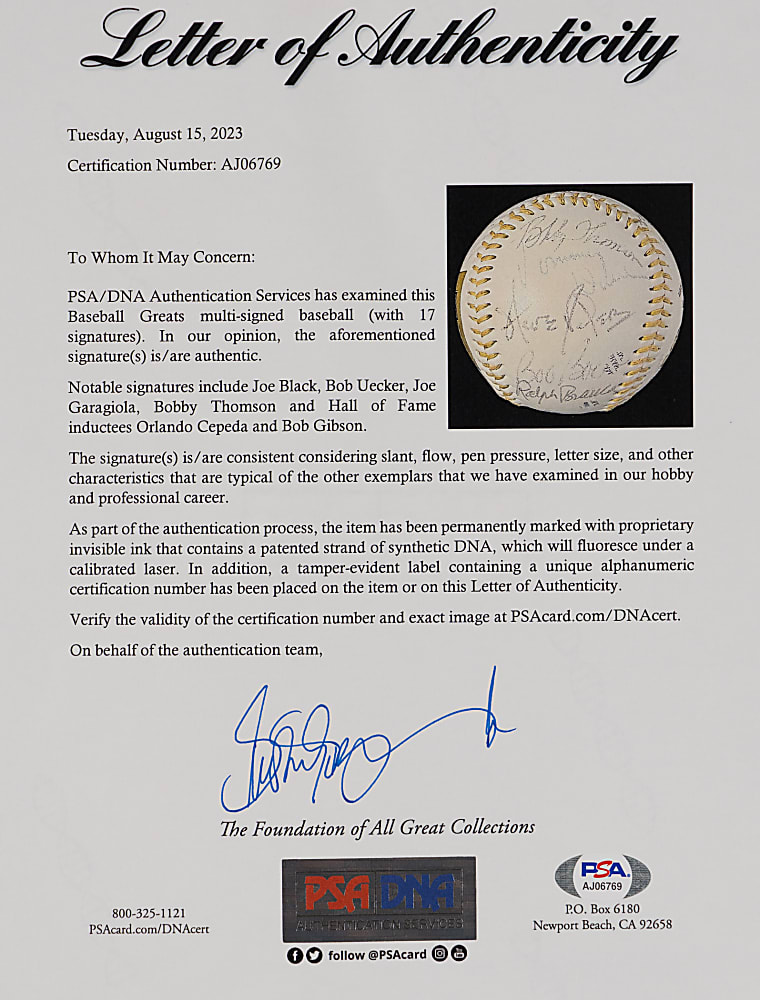 Hall of Fame & Star Signed Equipment Collection (7) - All Individually Certified