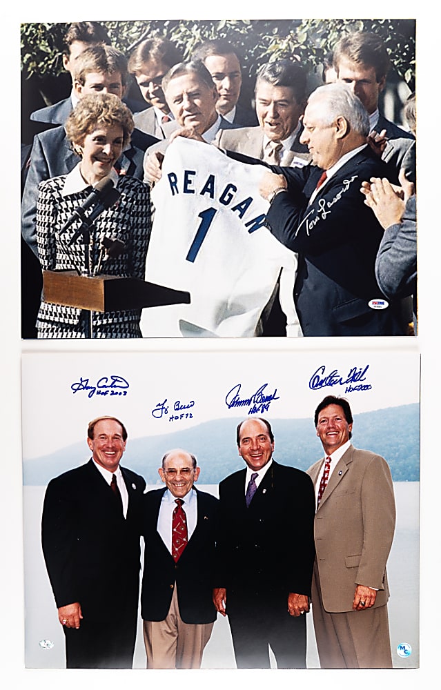 Hall of Fame/Star Signed 16x20 Photographs (6) with Ted Williams, Joe DiMaggio & Hall of Fame Catchers