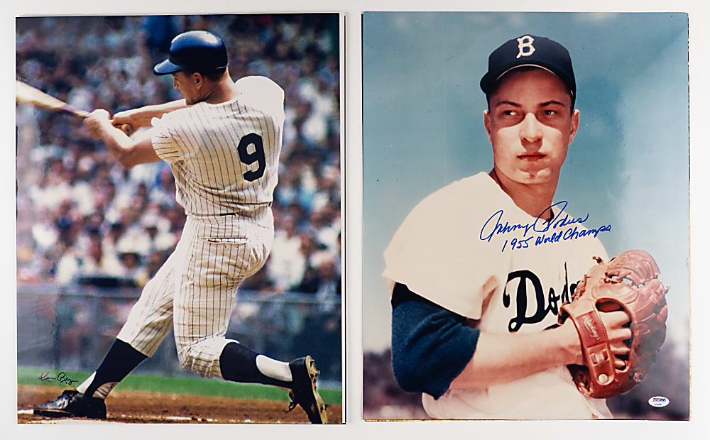 Hall of Fame/Star Signed 16x20 Photographs (6) with Ted Williams, Joe DiMaggio & Hall of Fame Catchers
