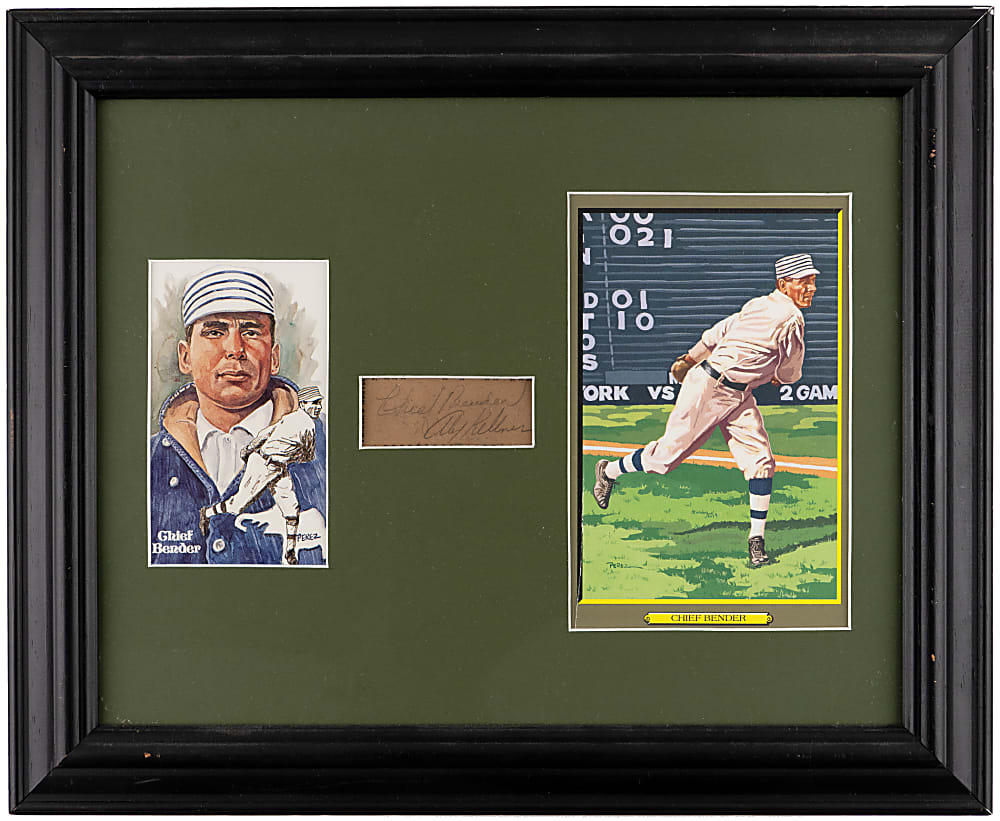 Chief Bender & Alex Kellner Dual-Signed Scorecard in Framed Display - Full JSA LOA