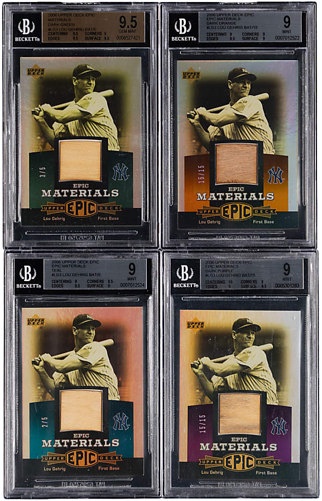 2006 Upper Deck Epic Materials Lou Gehrig Game-Used Bat Variations (4) - All BGS MINT 9 or GEM MINT 9.5