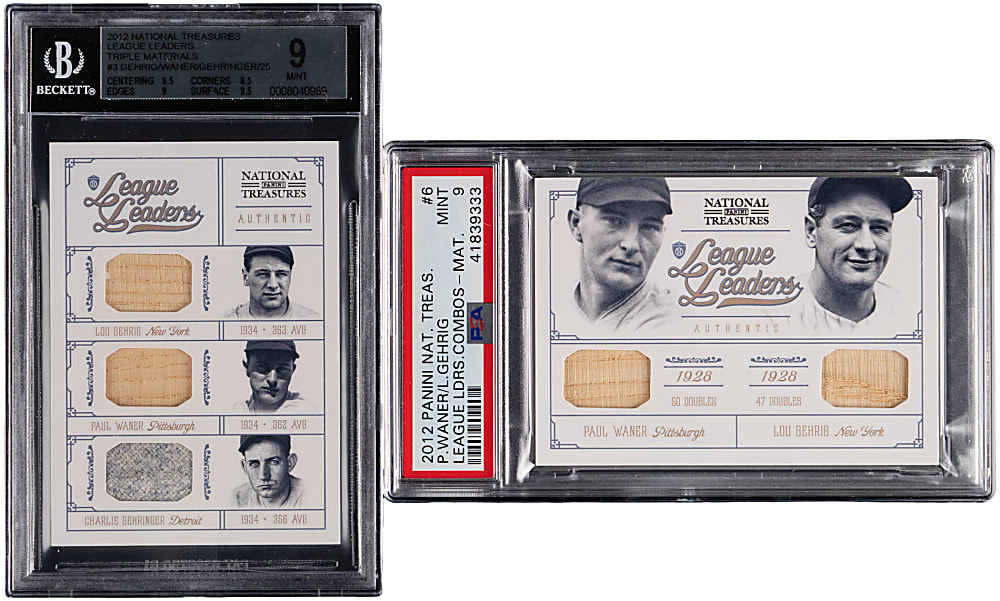 2012 National Treasures League Leaders Hall of Fame Game-Used Pair with Lou Gehrig - Both MINT 9