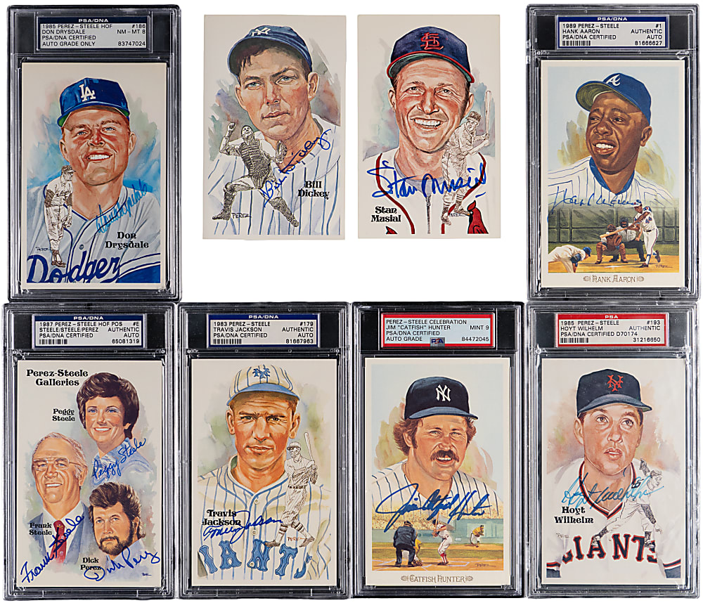 Signed Perez-Steele Postcard Collection (8) with Aaron, Hunter & Perez/Steele/Steele - Each Individually Certified