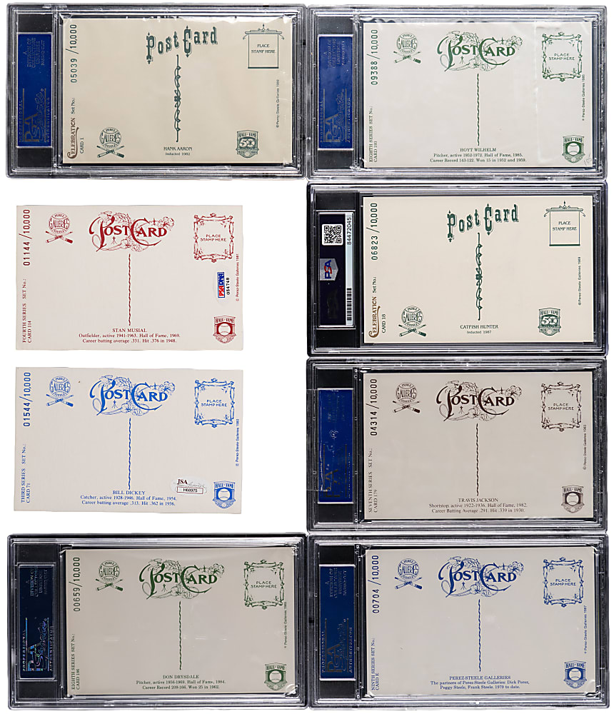 Signed Perez-Steele Postcard Collection (8) with Aaron, Hunter & Perez/Steele/Steele - Each Individually Certified
