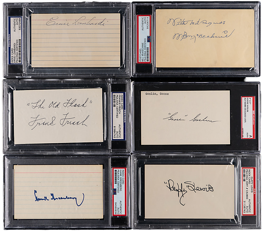 Hall of Famer/Star Signed Index Card/Cut Collection (8) - All Certified