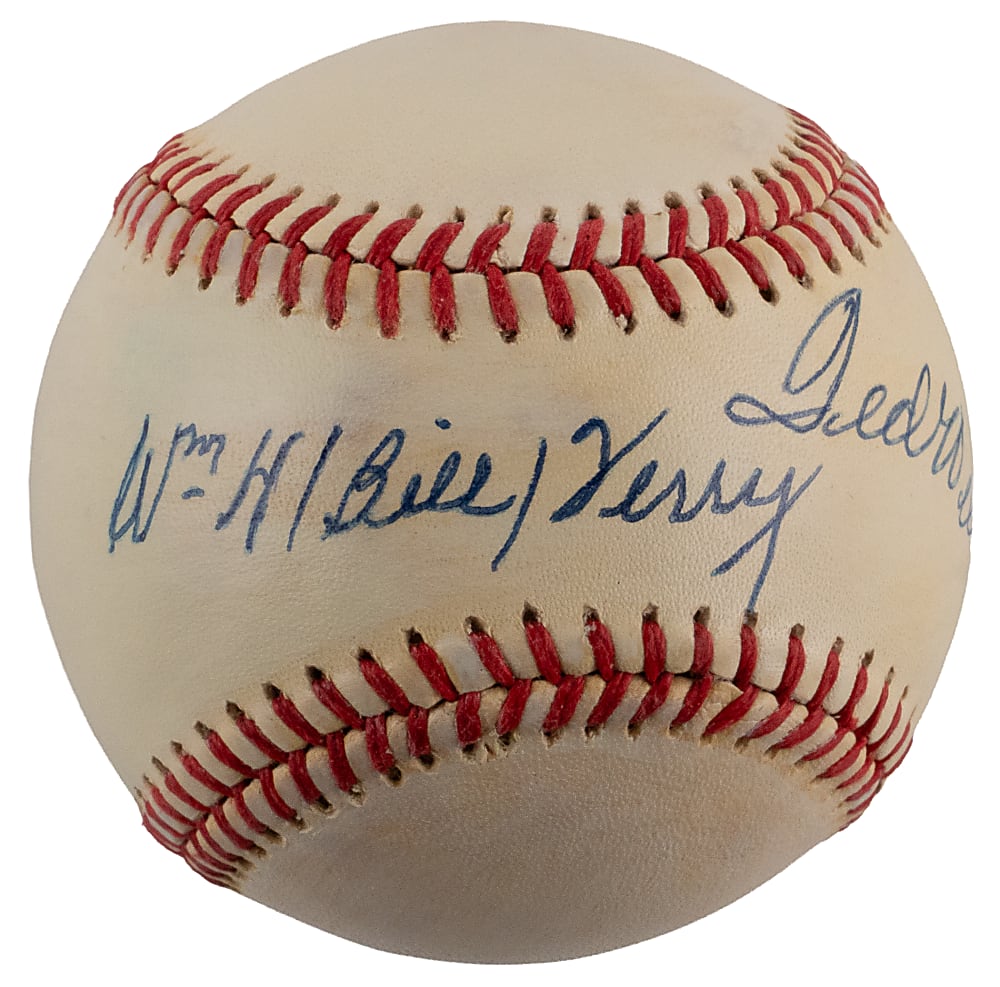 Ted Williams & Bill Terry Dual-Signed ONL/Feeney Baseball - PSA/DNA Sticker