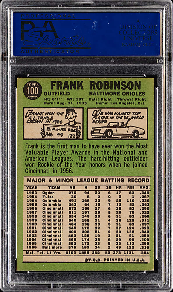 1967 Topps #100 Frank Robinson PSA NM-MT 8