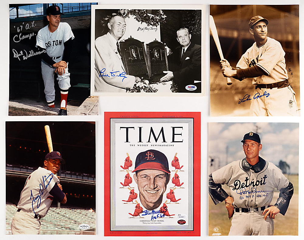 Hall of Fame Signed Photographs (8) with Bill Dickey/Bill Terry Dual-Signed