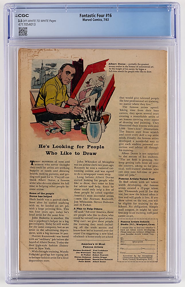 1963 Marvel Comics Fantastic Four #16 First Ant-Man Crossover - CGC 3.5