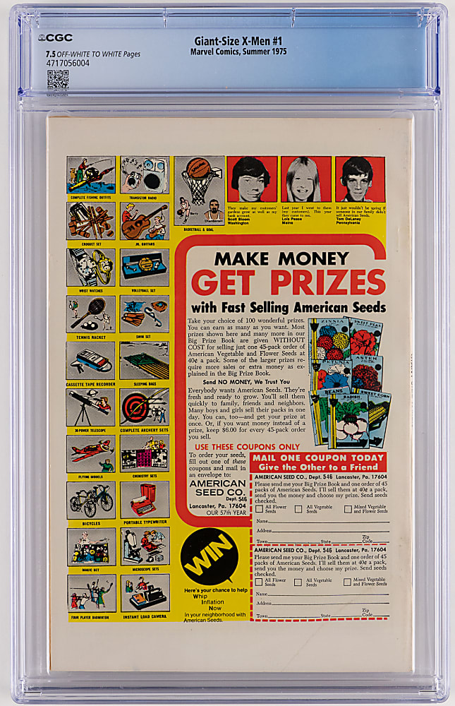 1975 Marvel Comics Giant-Size X-Men #1 First New X-Men Team with First Storm/Nightcrawler/Colossus/Thunderbird - CGC 7.5