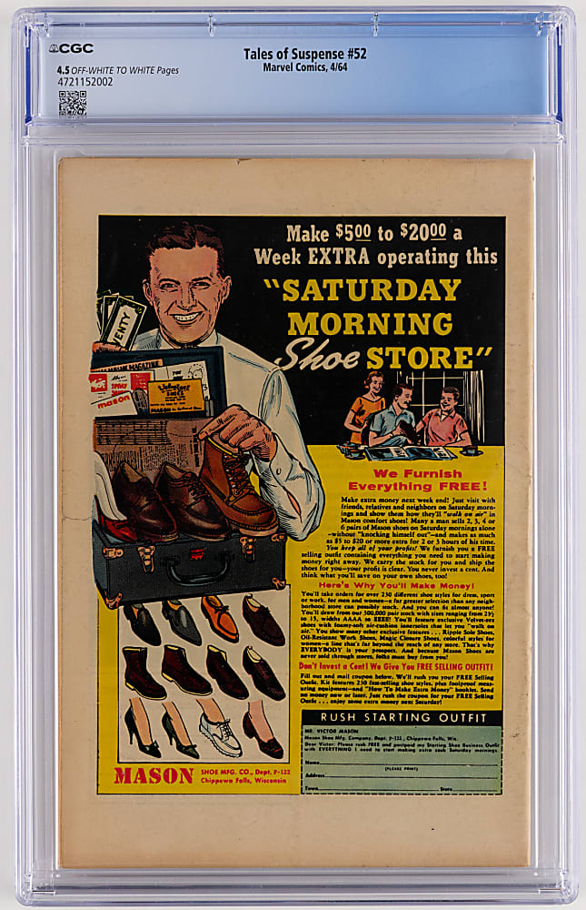 1964 Marvel Comics Tales of Suspense #52 First Black Widow - CGC 4.5