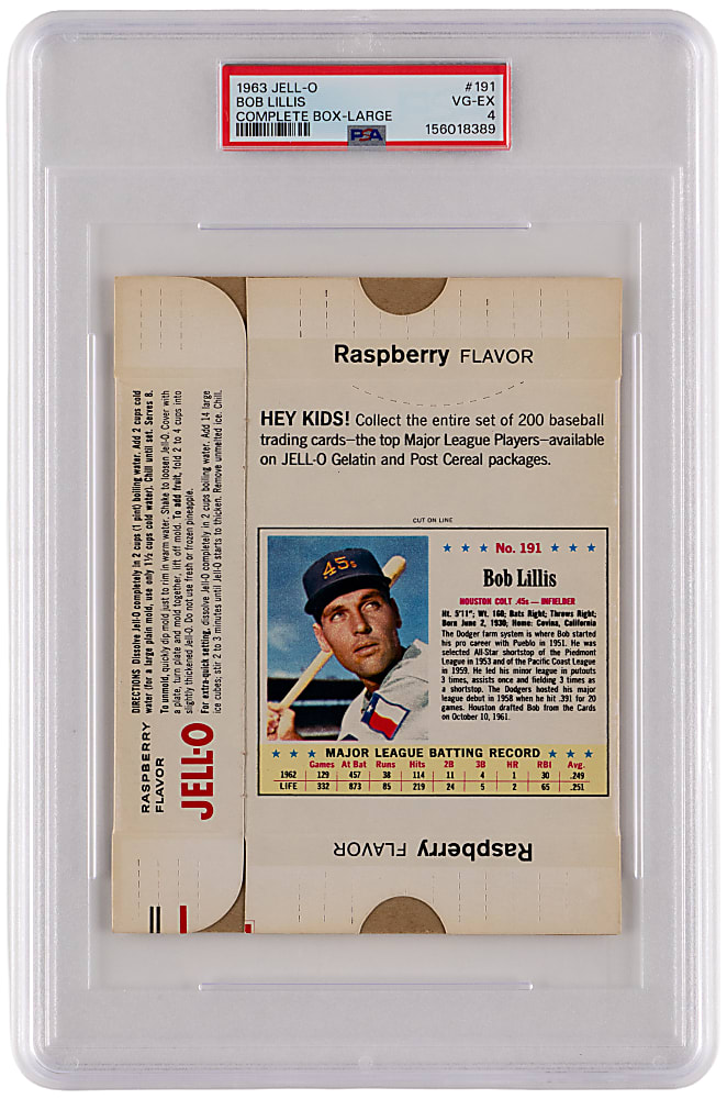 1963 Jell-O Complete Box #191 Bob Lillis Shortprint PSA VG-EX 4 - Only Graded!