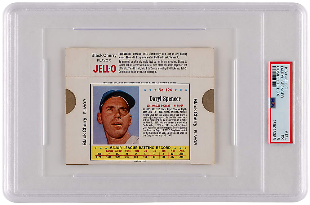 1963 Jell-O Complete Box #124 Daryl Spencer PSA EX 5 - Only Graded!