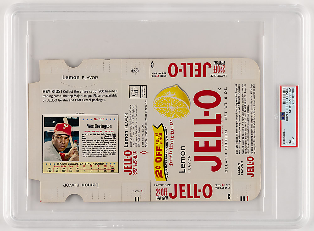 1963 Jell-O Complete Box #182 Wes Covington Shortprint PSA VG 3 - Only Graded!