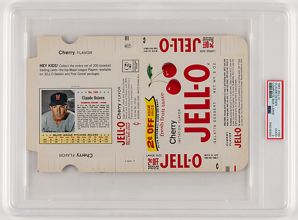 1963 Jell-O Complete Box #100 Claude Osteen PSA GOOD 2