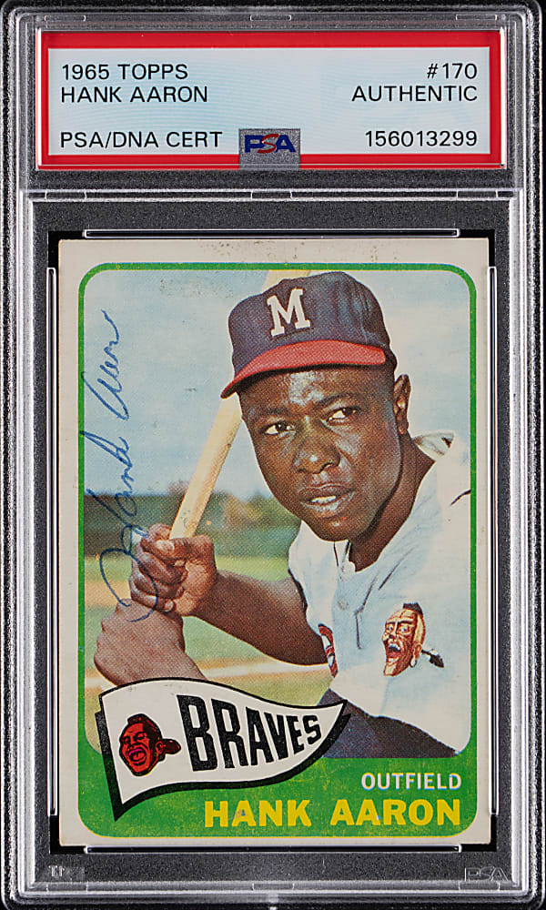 Signed 1965 Topps #170 Hank Aaron PSA/DNA Authentic