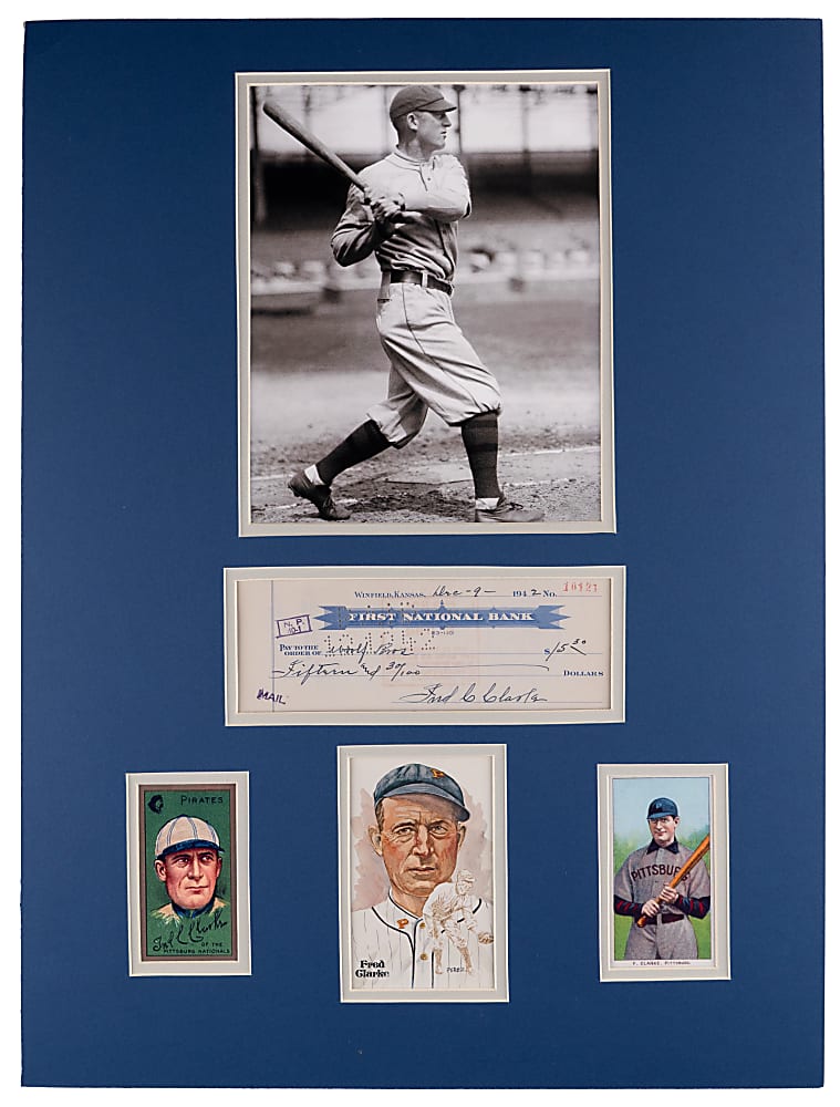 1942 Fred Clarke Signed Check Matted Display