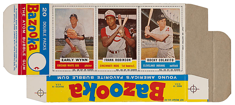 1960 Bazooka Complete Box Early Wynn/Frank Robinson/Rocky Colavito
