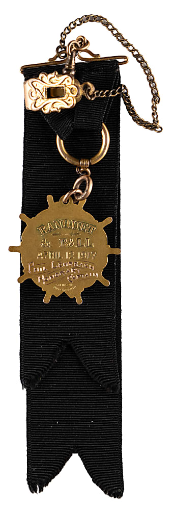 1917 Dieges & Clust Solid Gold Joe Thum Bowling Guard 25th Anniversary Watch Fob Presented to Bowling Pioneer Phil Lehrbach
