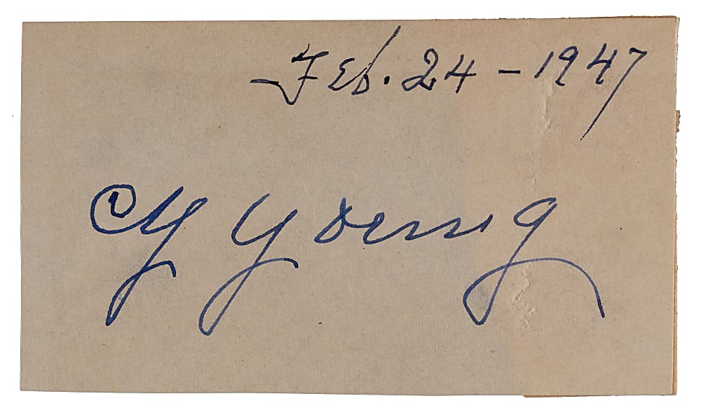 1947 Cy Young Signed & Dated Cut with Full JSA LOA