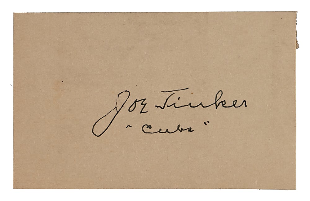 Joe Tinker Signed Cut with "Cubs" Inscription Plus Full JSA LOA