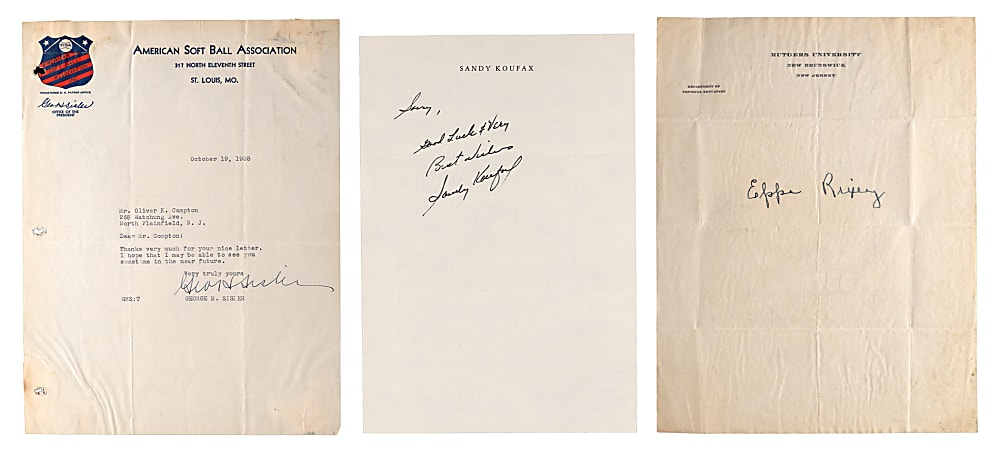 Hall of Famer and Old-Timer Signed Cuts/Photographs/Letters/Flats Collection (52) with (15+) Hall of Famers Including DiMaggio, Rickey, Rixey, Sisler & Koufax