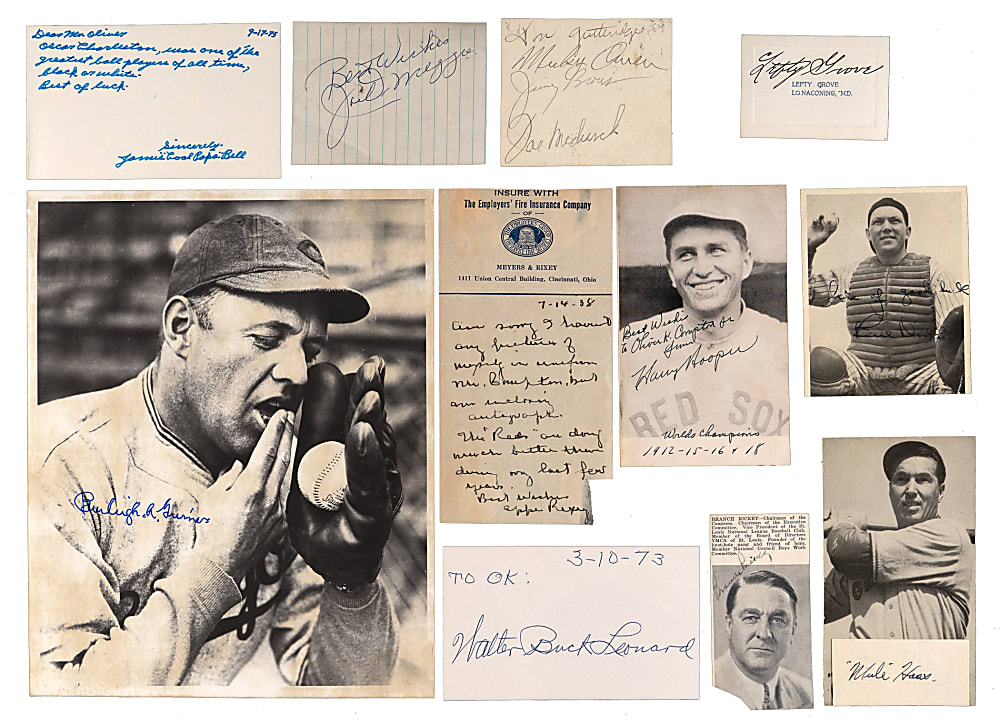 Hall of Famer and Old-Timer Signed Cuts/Photographs/Letters/Flats Collection (52) with (15+) Hall of Famers Including DiMaggio, Rickey, Rixey, Sisler & Koufax