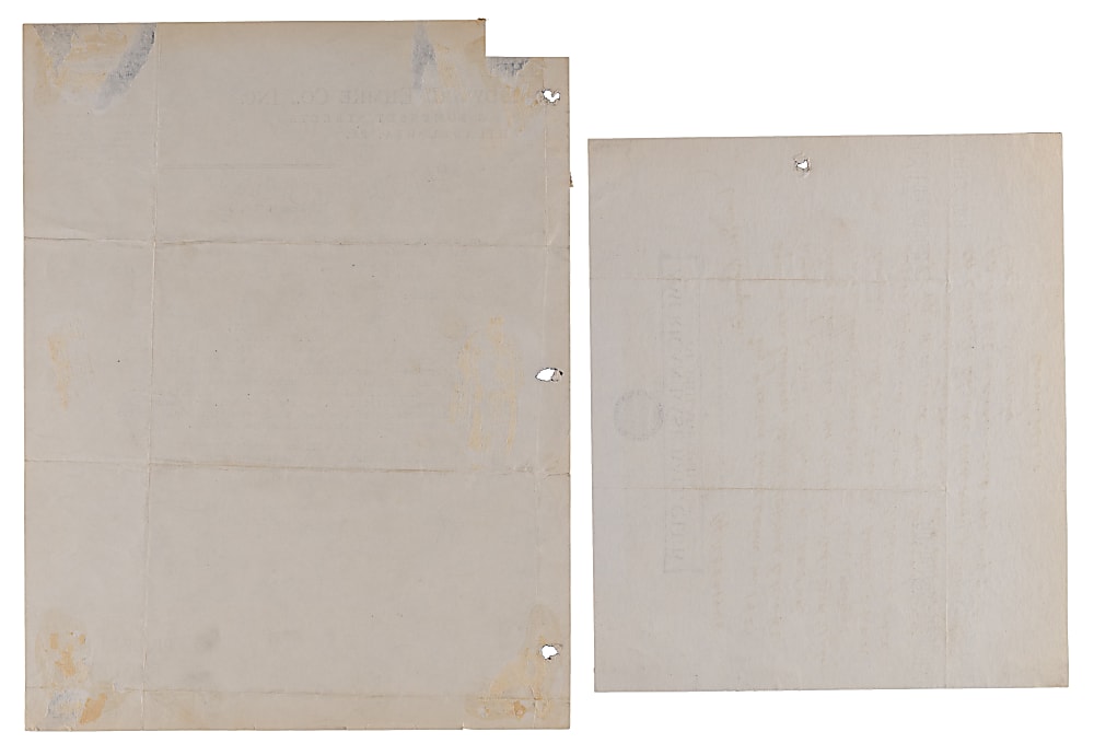 Connie Mack & Howard Ehmke "Most Thrilling Experience" Signed Letter Pair with 1929 World Series 13-Strikeout Record Content