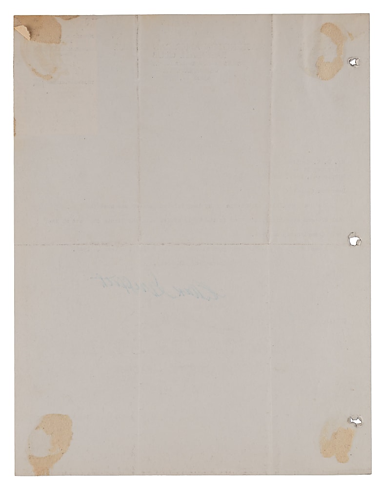 Clark Griffith 1948 "Most Thrilling Experience" Signed Letter with 1924 World Series Content with Full JSA LOA