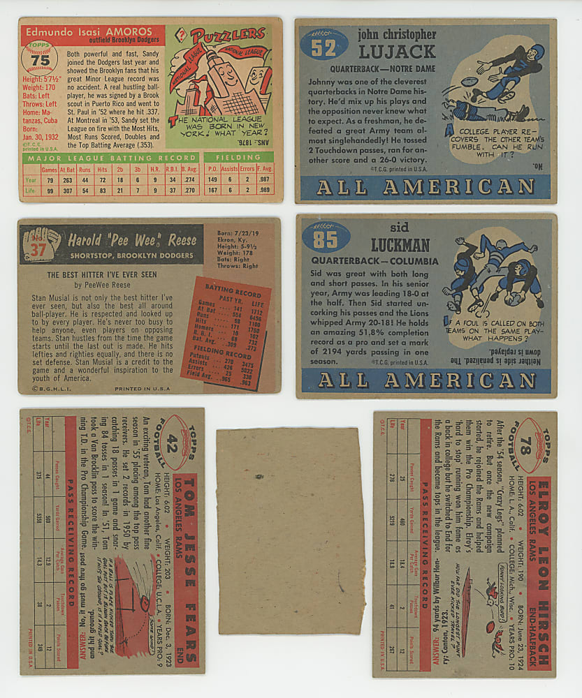 1952-1956 Baseball and Football Singles Collection (98) with Hall of Famers