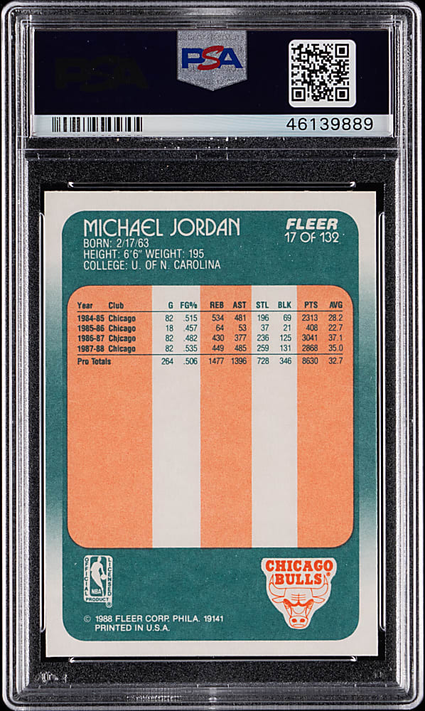 1988-1989 Fleer Basketball #17 Michael Jordan PSA MINT 9
